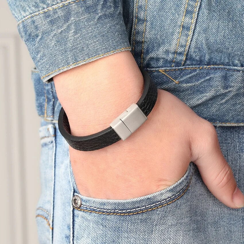 MAGNET LEATHER BRACELET - 12MM