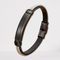 TWO-TIER STEEL DESIGN LEATHER BRACELET