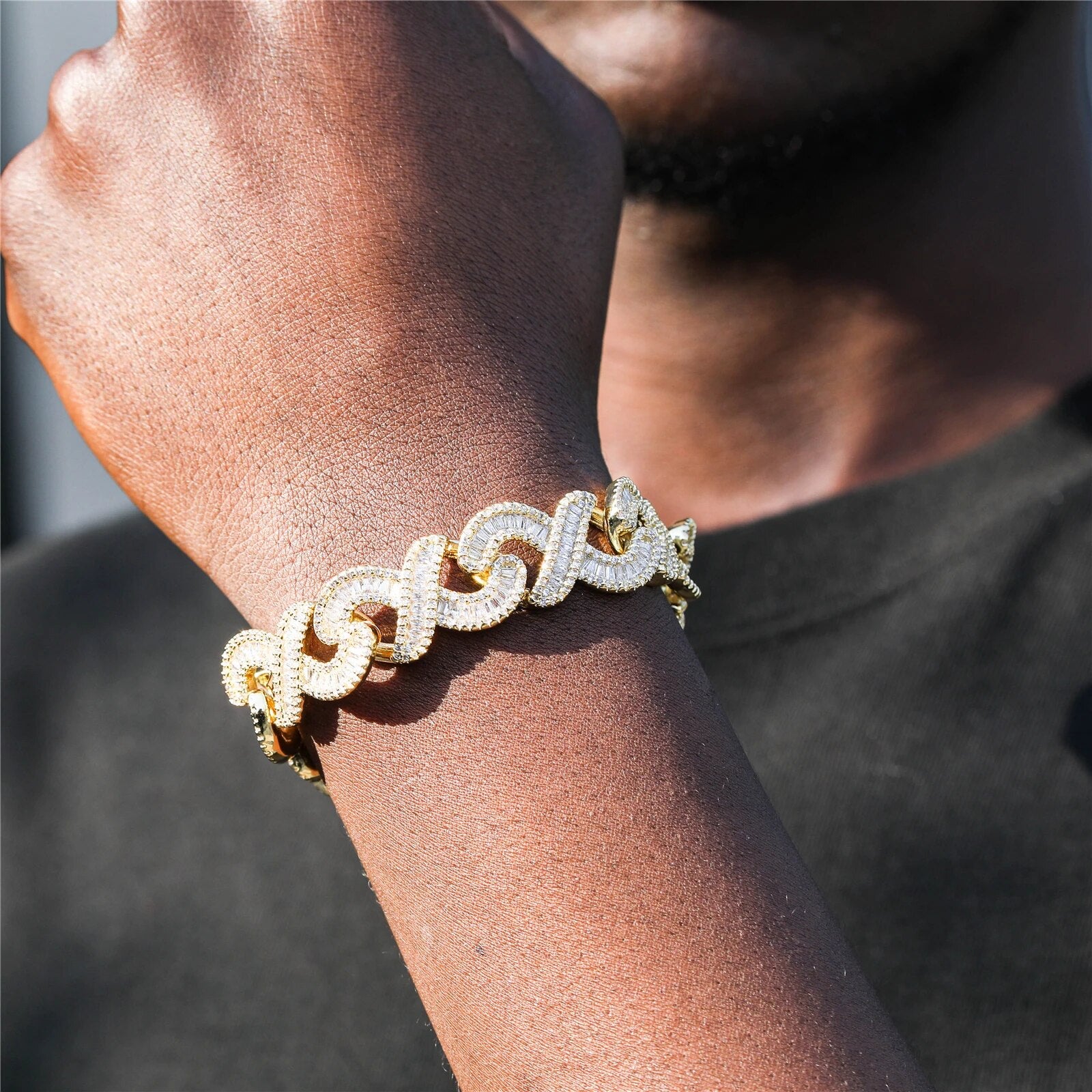 3-ROW DIAMOND CUBAN CHAIN BRACELET - 16MM