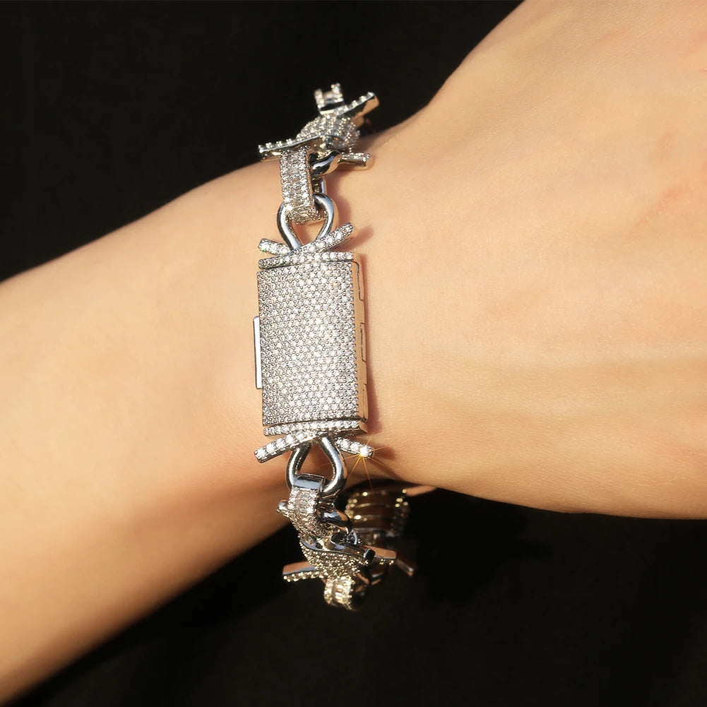 BARBED WIRE DIAMOND CHAIN BRACELET - 19MM