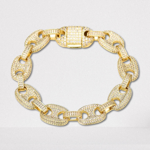 COFFEE BEAN CHAIN DIAMOND BRACELET - 12MM