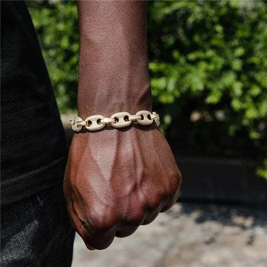 COFFEE BEAN CHAIN DIAMOND BRACELET - 12MM