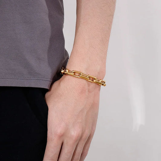GOLD SQUARE CUBAN LINK CHAIN BRACELET