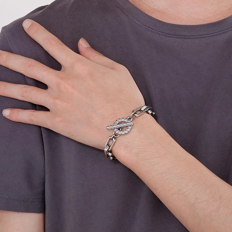 SILVER SQUARE CUBAN LINK CHAIN BRACELET