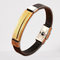 TWO-TIER RECTANGULAR STEEL DESIGN LEATHER BRACELET