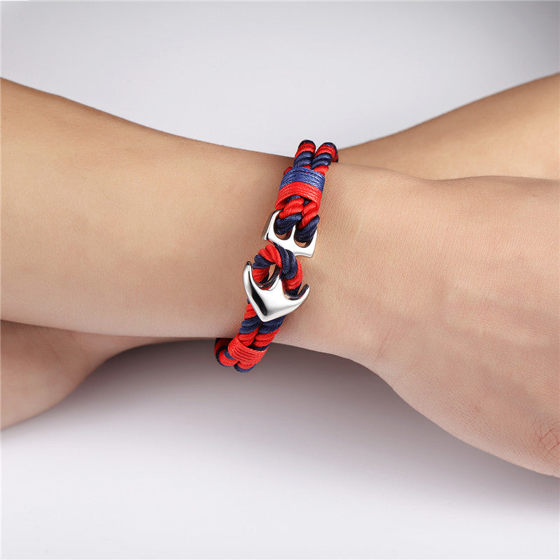 SILVER ANCHOR ROPE BRACELET